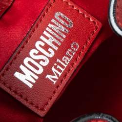 Moschino Metallic Silver/Orange Leather Coca Cola Bucket Bag