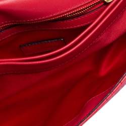 Moschino Red Monogram Quilted Leather Logo Flap Shoulder Bag