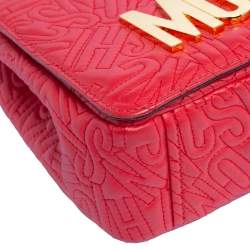 Moschino Red Monogram Quilted Leather Logo Flap Shoulder Bag
