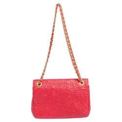 Moschino Red Monogram Quilted Leather Logo Flap Shoulder Bag