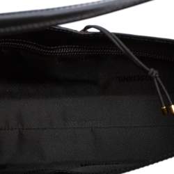 Pre Owned Moschino Black Leather Heart Lock Baguette Bag