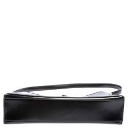 Pre Owned Moschino Black Leather Heart Lock Baguette Bag