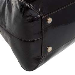 Pre Owned Moschino Dark Brown Patent Leather Heart Charm Dome Satchel