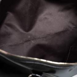 Pre Owned Moschino Dark Brown Patent Leather Heart Charm Dome Satchel