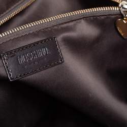 Pre Owned Moschino Dark Brown Patent Leather Heart Charm Dome Satchel