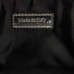 Pre Owned Moschino Silver Leather And PVC Pill Blister Wristlet Clutch