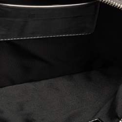 Pre Owned Moschino Silver Leather And PVC Pill Blister Wristlet Clutch