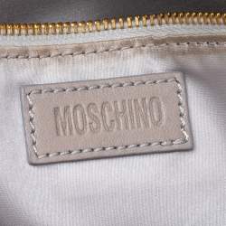 Pre Owned Moschino Grey Perforated Leather Clutch