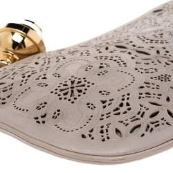 Pre Owned Moschino Grey Perforated Leather Clutch