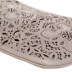 Pre Owned Moschino Grey Perforated Leather Clutch