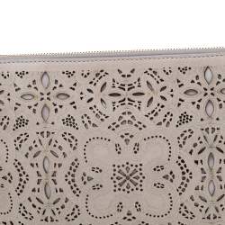 Pre Owned Moschino Grey Perforated Leather Clutch