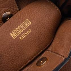 Moschino Brown Leather Logo Hobo