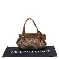 Pre Owned Moschino Brown Monogram Canvas And Leather Tote