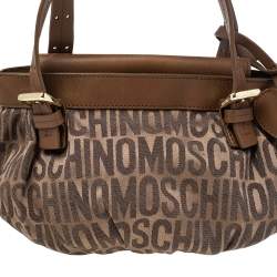 Pre Owned Moschino Brown Monogram Canvas And Leather Tote