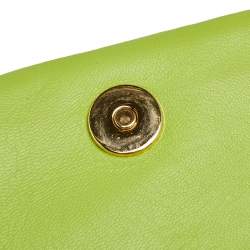 Pre Owned Moschino Apple Green Quilted Leather Flap Shoulder Bag