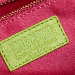 Pre Owned Moschino Apple Green Quilted Leather Flap Shoulder Bag