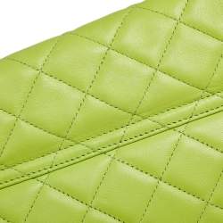 Pre Owned Moschino Apple Green Quilted Leather Flap Shoulder Bag