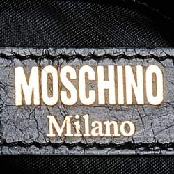 Moschino Black Leather Logo Crossbody Bag