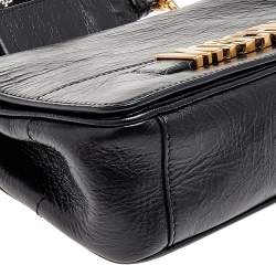 Moschino Black Leather Logo Crossbody Bag