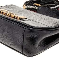 Moschino Black Leather Logo Crossbody Bag