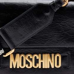 Moschino Black Leather Logo Crossbody Bag