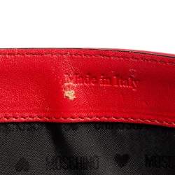 Pre Owned Moschino Red Quilted Leather Logo Flap Shoulder Bag