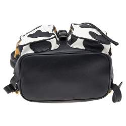Pre Owned Moschino Black/White Leather Cow Motif Backpack