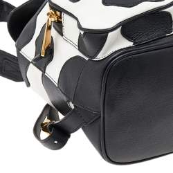 Pre Owned Moschino Black/White Leather Cow Motif Backpack