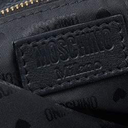 Pre Owned Moschino Black/White Leather Cow Motif Backpack