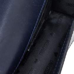 Pre Owned Moschino Navy Blue Patent Leather Crossbody Bag