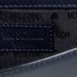 Pre Owned Moschino Navy Blue Patent Leather Crossbody Bag