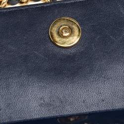 Pre Owned Moschino Navy Blue Patent Leather Crossbody Bag