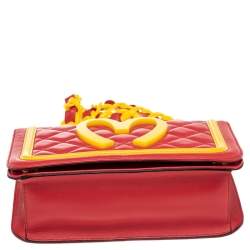 Pre Owned Moschino Red/Yellow Quilted Leather McDonald's Happy Meal Shoulder Bag