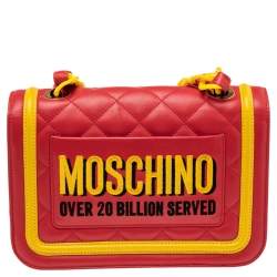 Pre Owned Moschino Red/Yellow Quilted Leather McDonald's Happy Meal Shoulder Bag