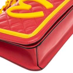 Pre Owned Moschino Red/Yellow Quilted Leather McDonald's Happy Meal Shoulder Bag