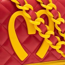 Pre Owned Moschino Red/Yellow Quilted Leather McDonald's Happy Meal Shoulder Bag