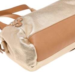 Pre Owned Moschino Metallic Gold/Brown Leather Studded Satchel