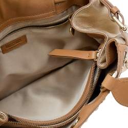 Pre Owned Moschino Metallic Gold/Brown Leather Studded Satchel