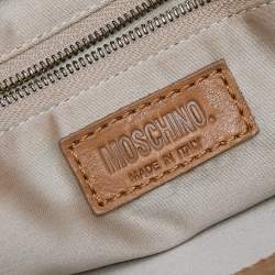 Pre Owned Moschino Metallic Gold/Brown Leather Studded Satchel