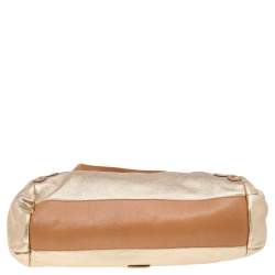 Pre Owned Moschino Metallic Gold/Brown Leather Studded Satchel