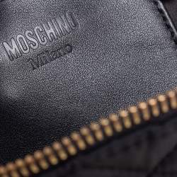 Moschino Black Nylon Logo Embellished Backpack
