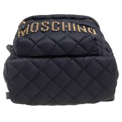 Moschino Black Nylon Logo Embellished Backpack