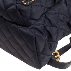 Moschino Black Nylon Logo Embellished Backpack