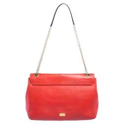 Pre Owned Moschino Cheap and Chic Red Leather Heart Flap Shoulder Bag