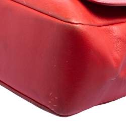 Pre Owned Moschino Cheap and Chic Red Leather Heart Flap Shoulder Bag