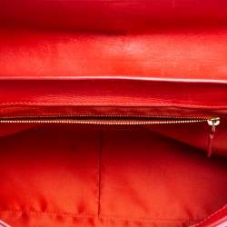 Pre Owned Moschino Cheap and Chic Red Leather Heart Flap Shoulder Bag