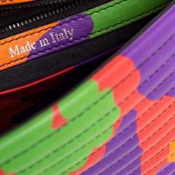 Pre Owned Moschino Multicolor Camouflage Leather Biker Jacket Crossbody Bag