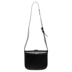 Moschino Black Leather Logo Belt Strap Crossbody Bag