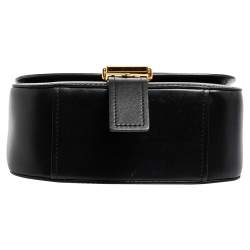 Moschino Black Leather Logo Belt Strap Crossbody Bag