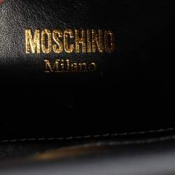 Moschino Black Leather Logo Belt Strap Crossbody Bag